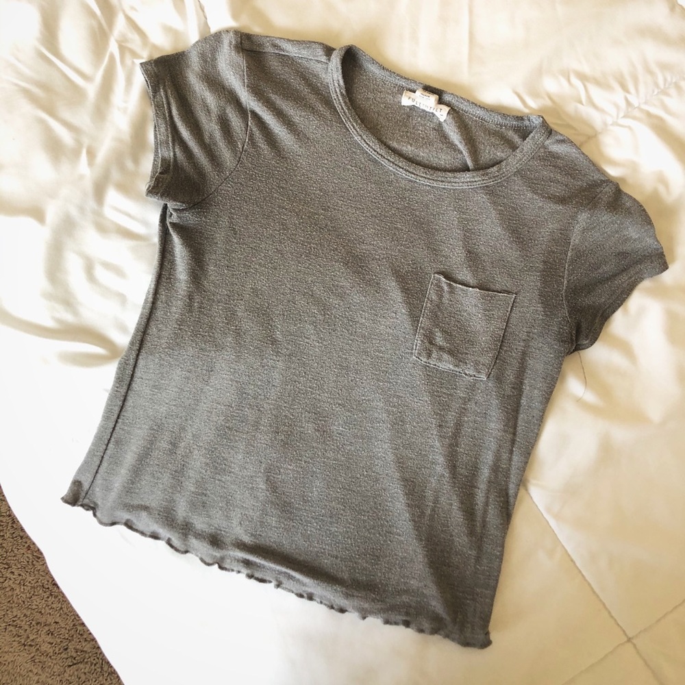 Short Sleeve Cropped Grey Tee